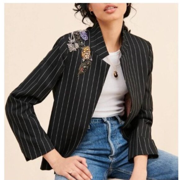 Zadig & Voltaire Jackets & Blazers - Zadig & Voltaire Volys Pinstripes Beaded Snake Blazer